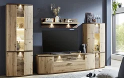 Wohnwand Cabana, Eiche Artisan, Eiche Ribbeck Cognac Nachbildung, inkl. Korpusfrontbeleuchtung