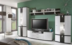 Wohnwand Cabana, weiß, graphit