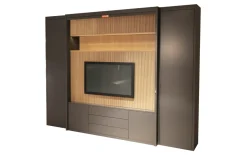 Wohnwand C300, grau/Eiche, inkl. Push-to-Open Funktion