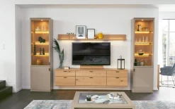 Wohnwand Kira System, Asteiche/grau, inkl. Softclose Funktion