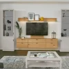 Wohnwand Kira System, grau, Asteiche furniert